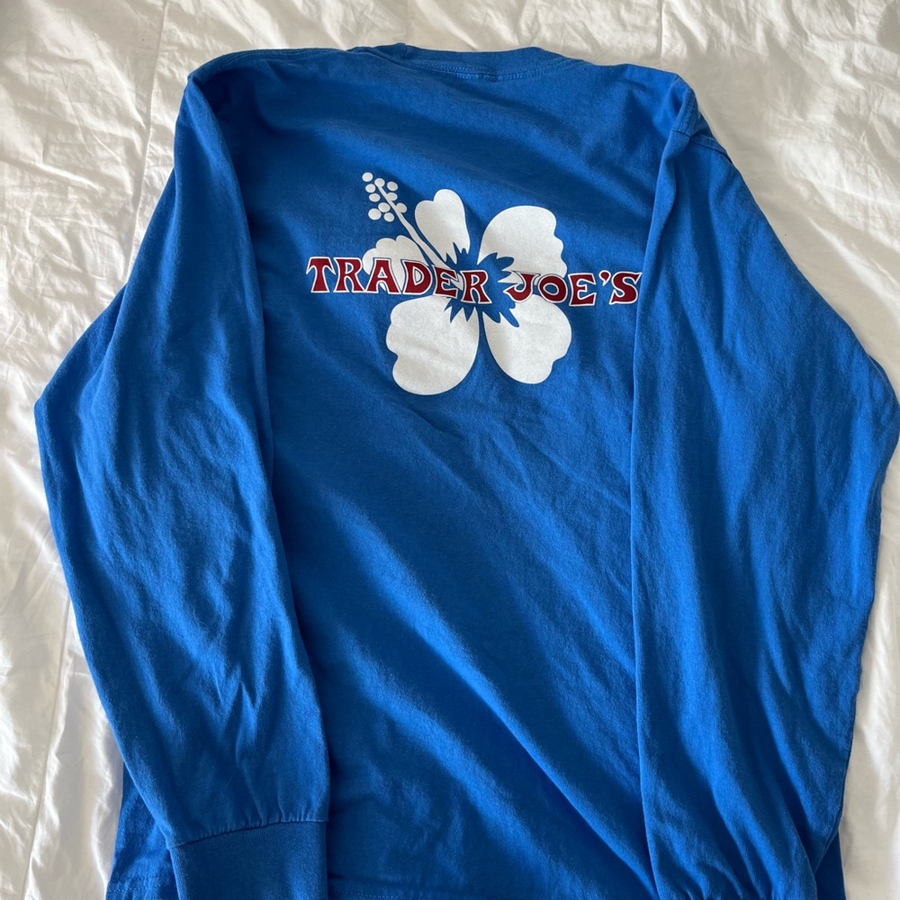 Royal blue Trader Joe’s long sleeve tshirt